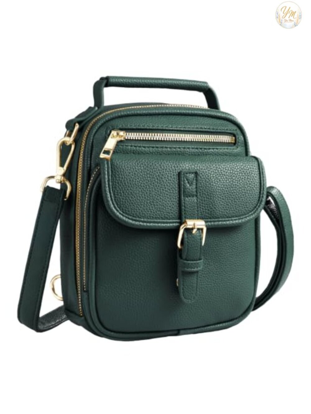 Vegan Leather Crossbody Bag 2 Straps Anti Theft Zip Small Messenger